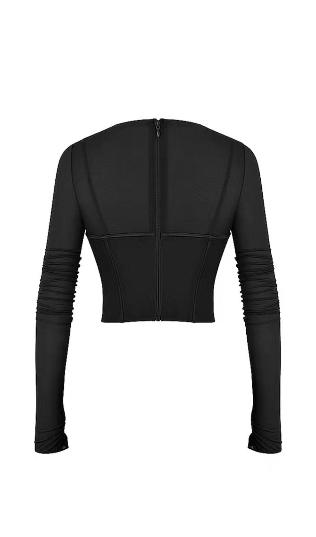 LONG SLEEVE CORSET TOP IN BLACK Shirts & Tops styleofcb