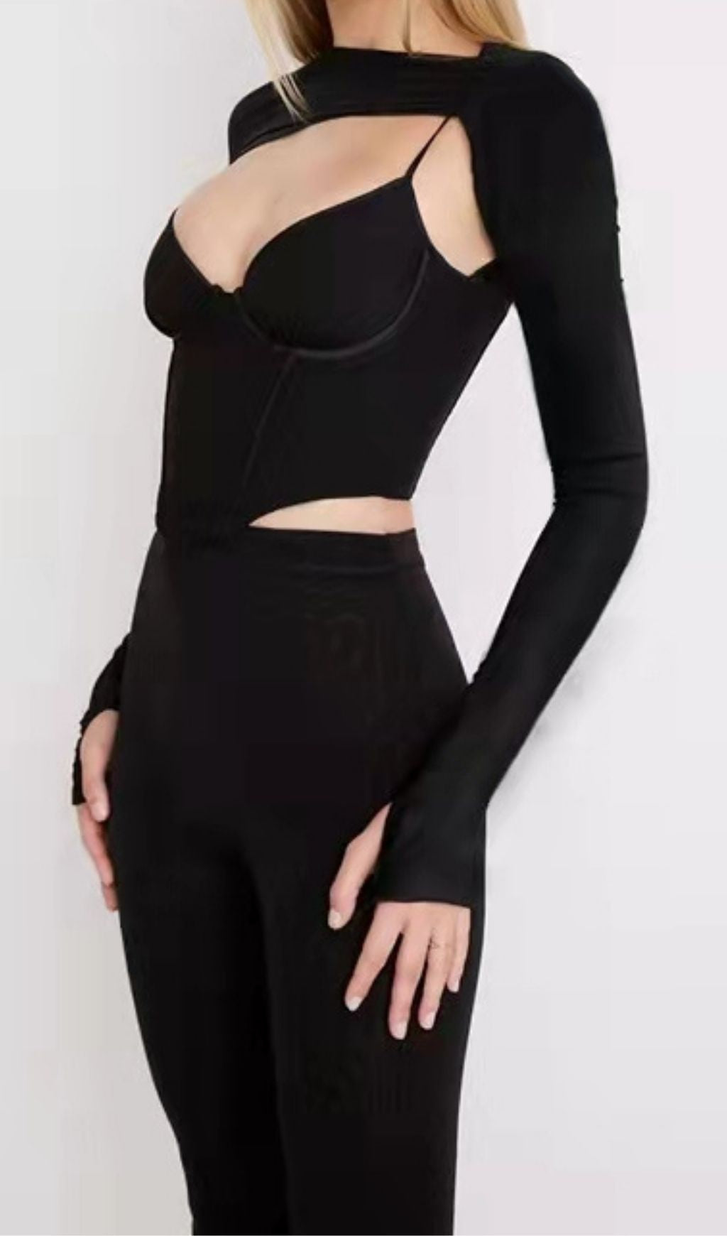 LONG SLEEVE CORSET TOP IN BLUE Shirts & Tops styleofcb