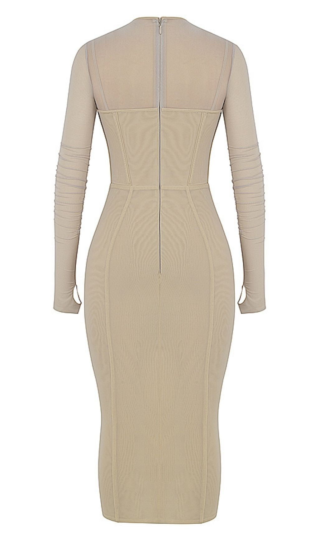 LONG SLEEVE MIDI DRESS IN BEIGE Dresses styleofcb