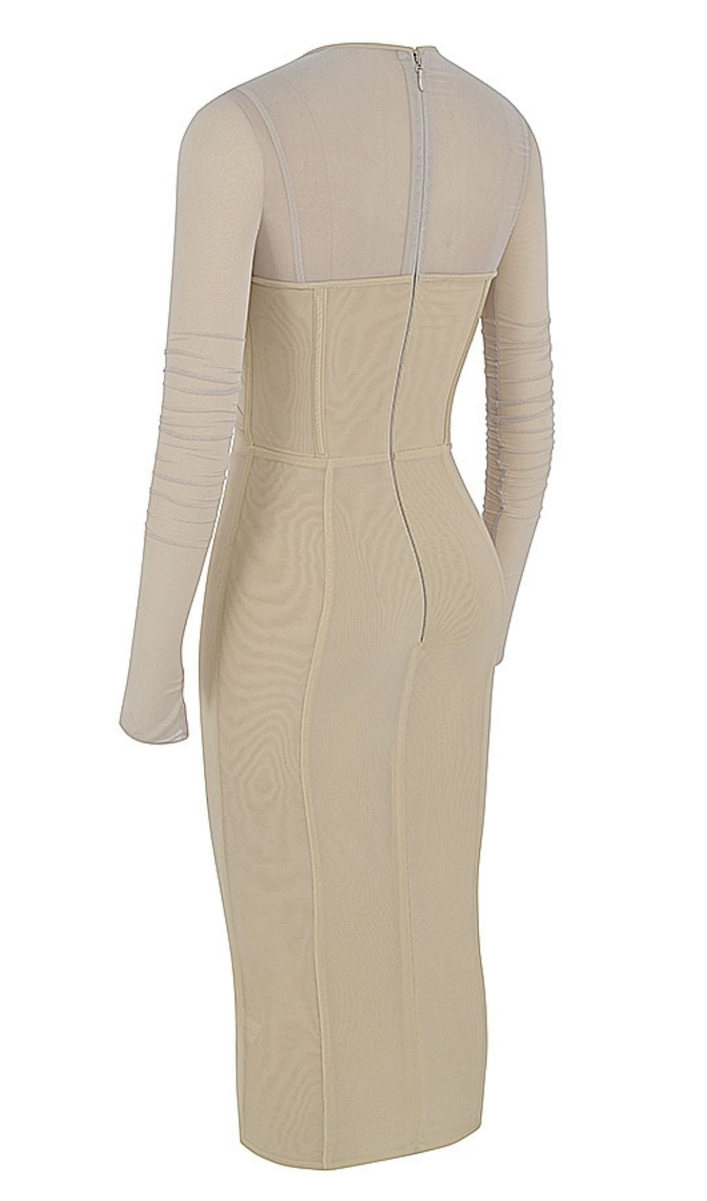 LONG SLEEVE MIDI DRESS IN BEIGE Dresses styleofcb