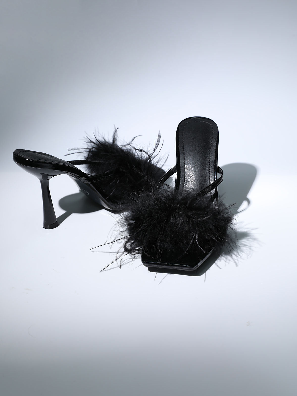 FEATHER HEELS IN BLACK-Shoes-Oh CICI SHOP
