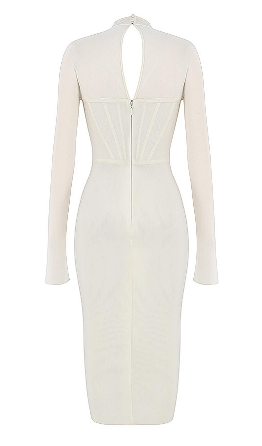 MESH CORSET MIDI DRESS IN WHITE Dresses styleofcb