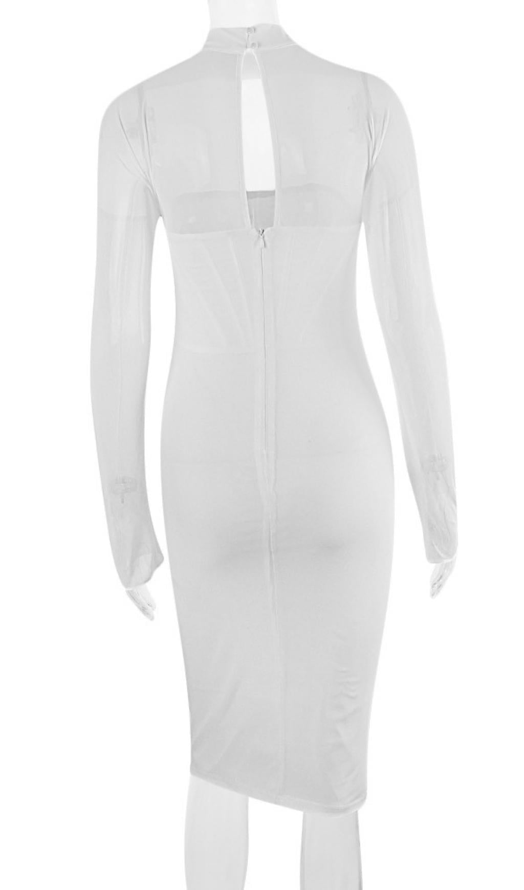MESH CORSET MIDI DRESS IN WHITE Dresses styleofcb