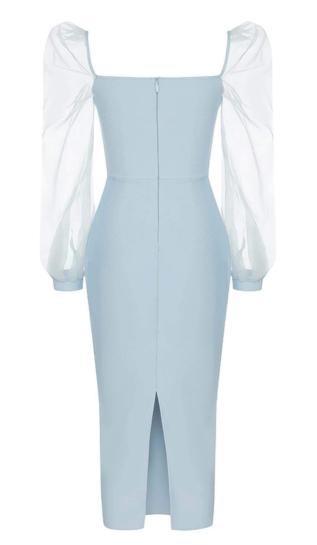 MESH SLEEVE BODYCON MIDI DRESS IN BLUE DRESS sis label