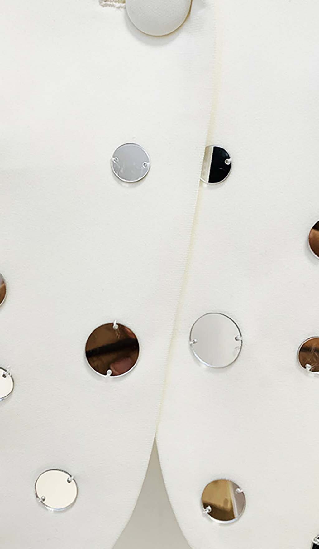MIRROR SEQUIN DETAIL JACKET IN WHITE DRESS STYLE OF CB