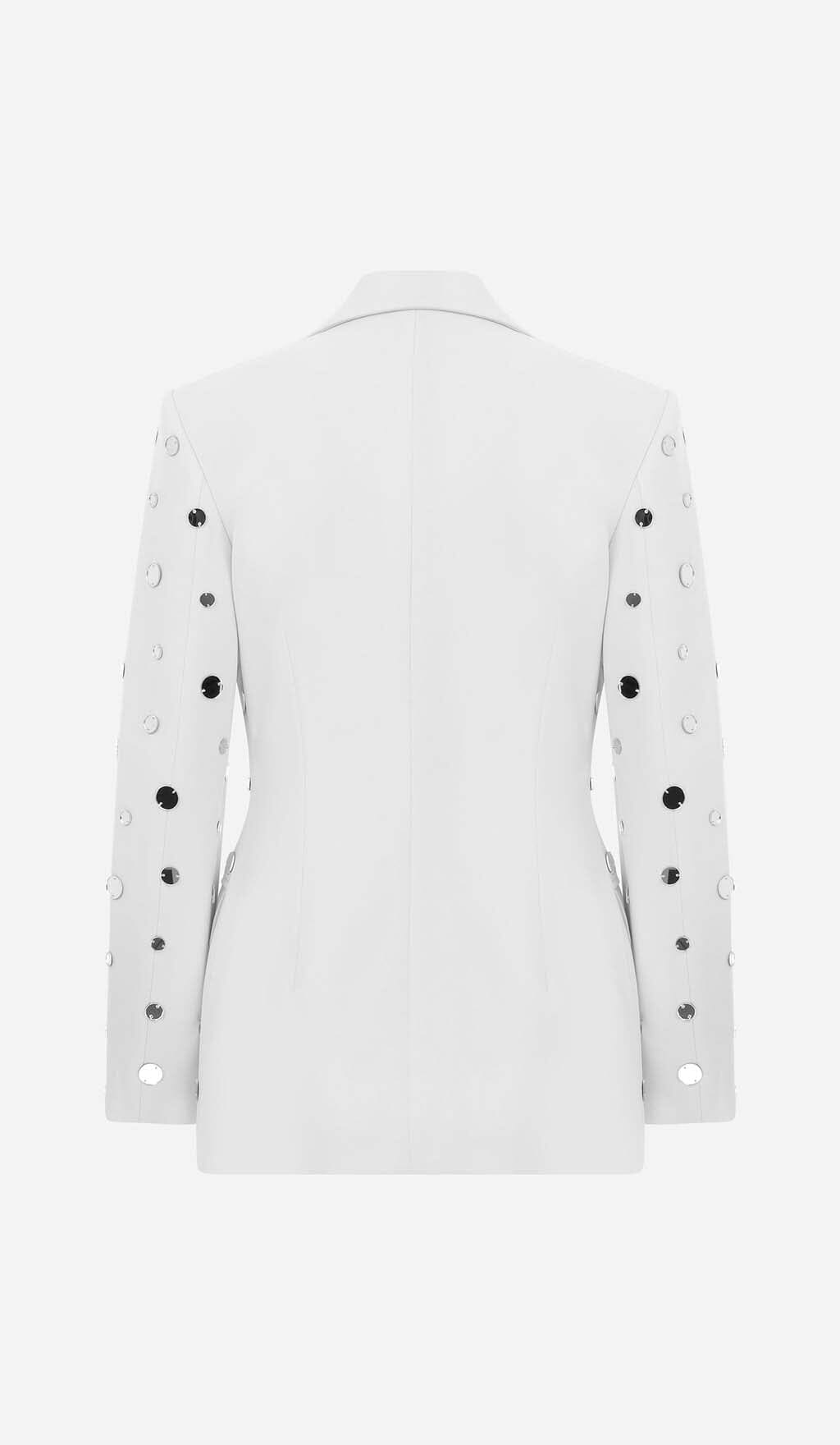 MIRROR SEQUIN DETAIL JACKET IN WHITE DRESS STYLE OF CB