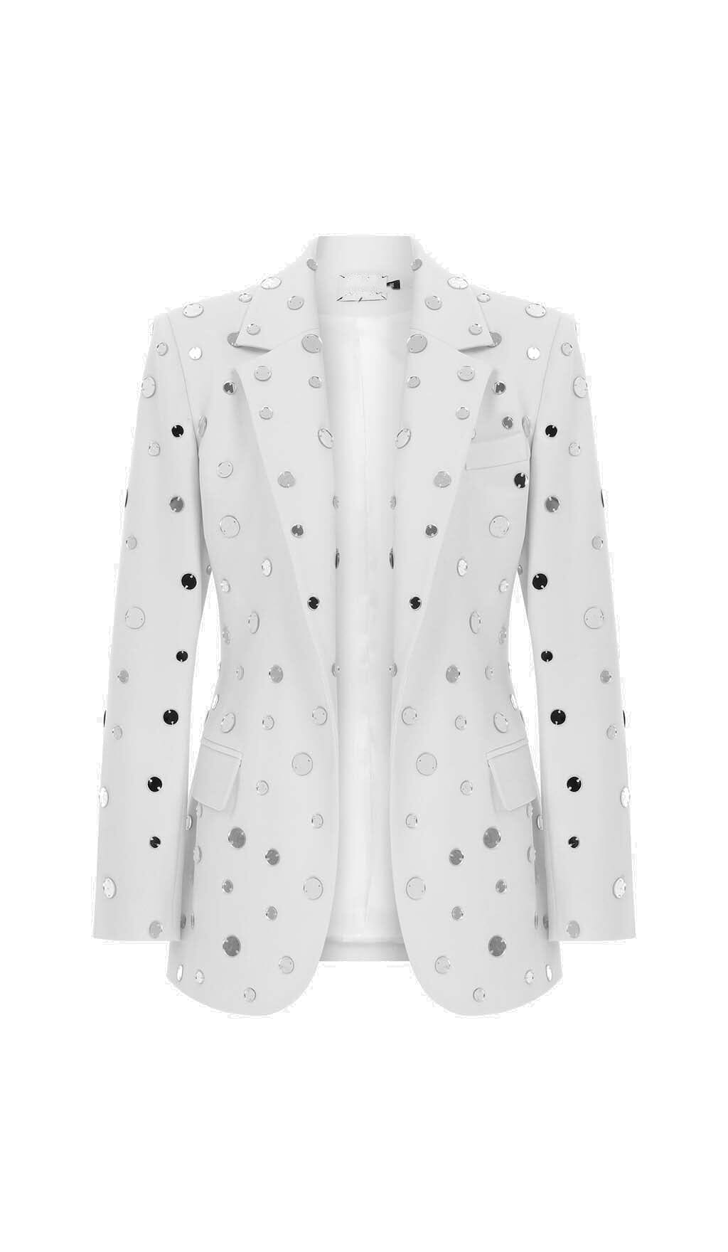 MIRROR SEQUIN DETAIL JACKET IN WHITE DRESS STYLE OF CB