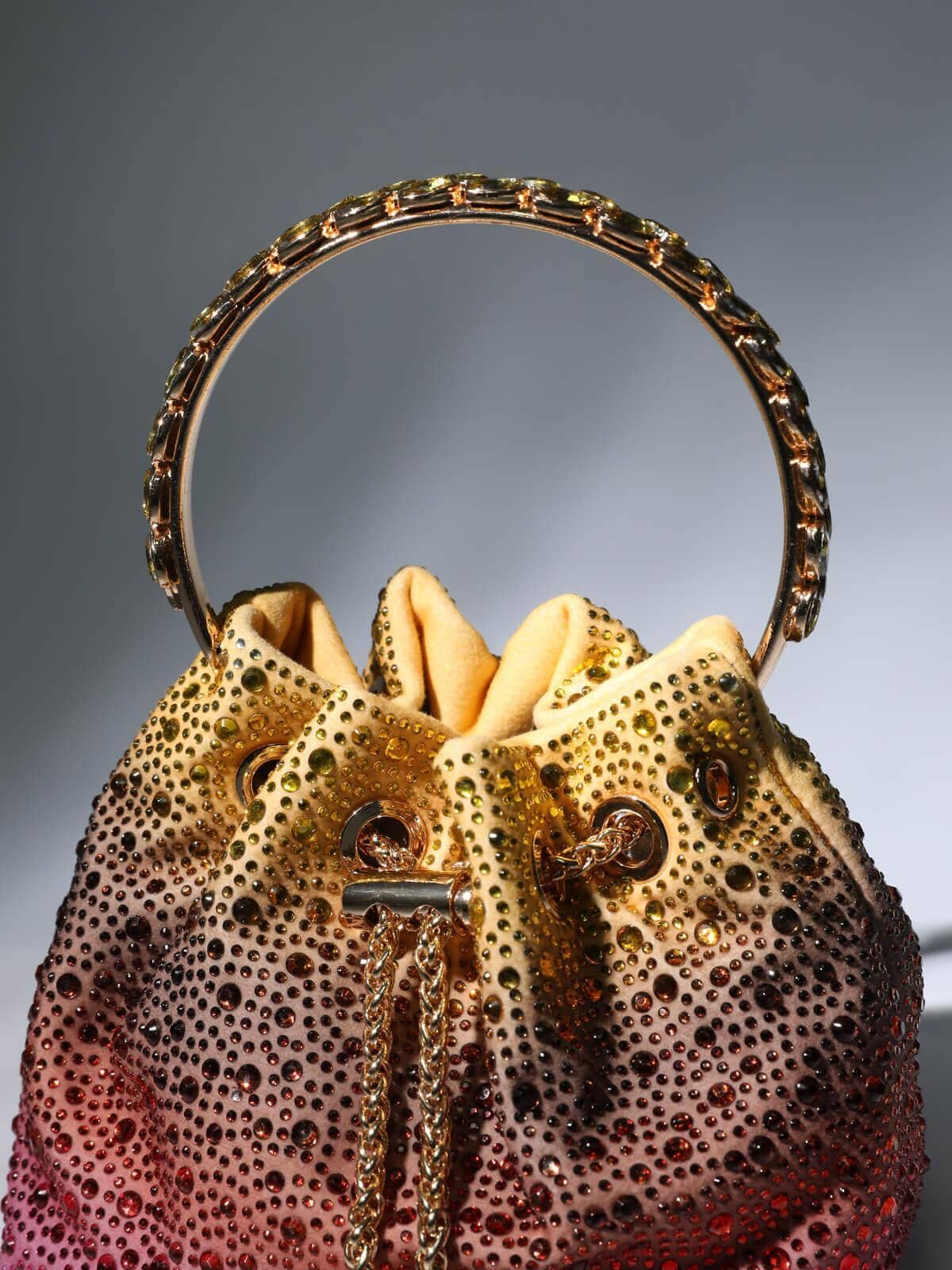 CRYSTAL EMBELLISHED BUCKET BAG IN OMBRE Bags styleofcb