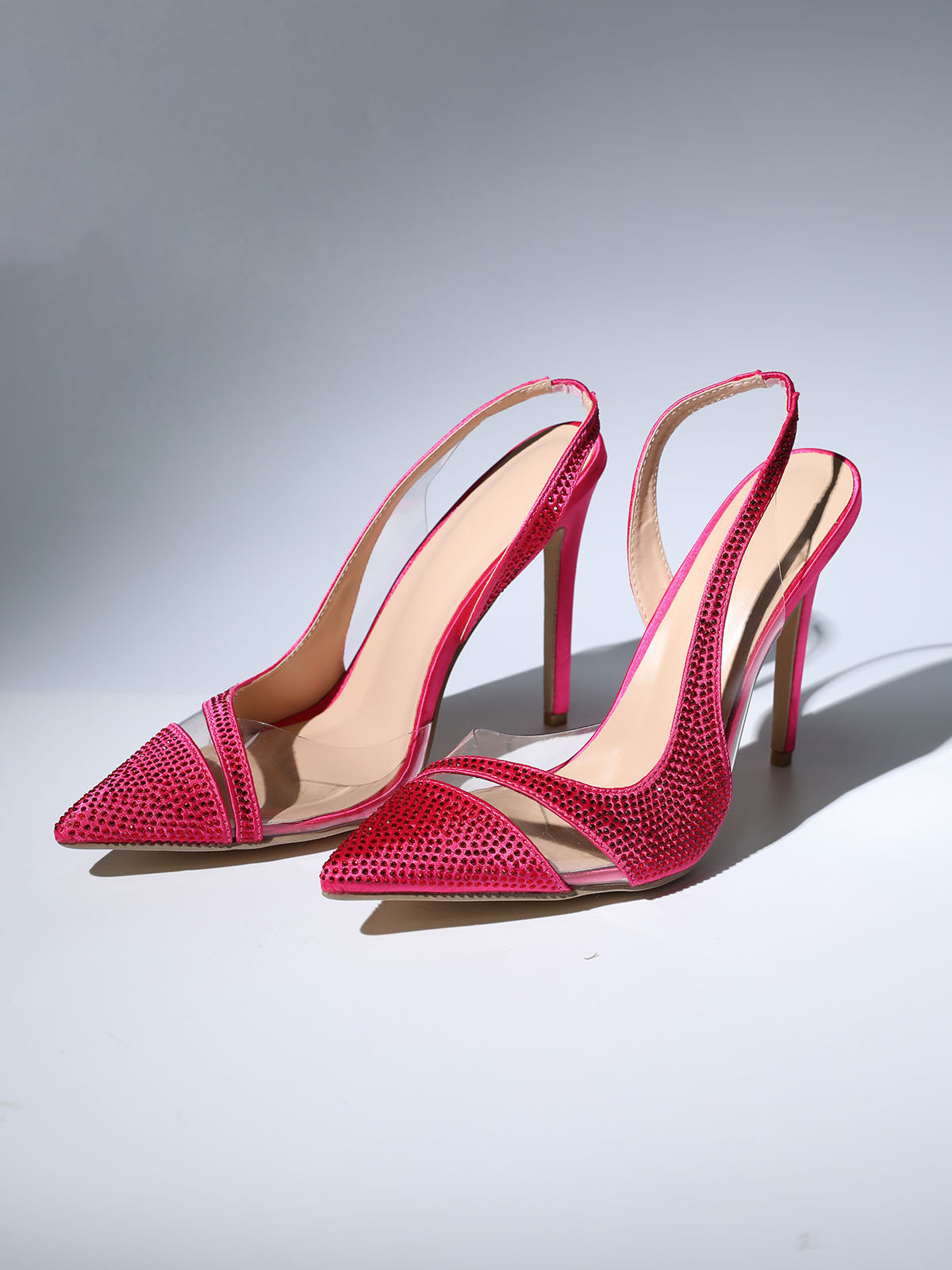 CRYSTAL HEELS IN HOT PINK-Shoes-Oh CICI SHOP