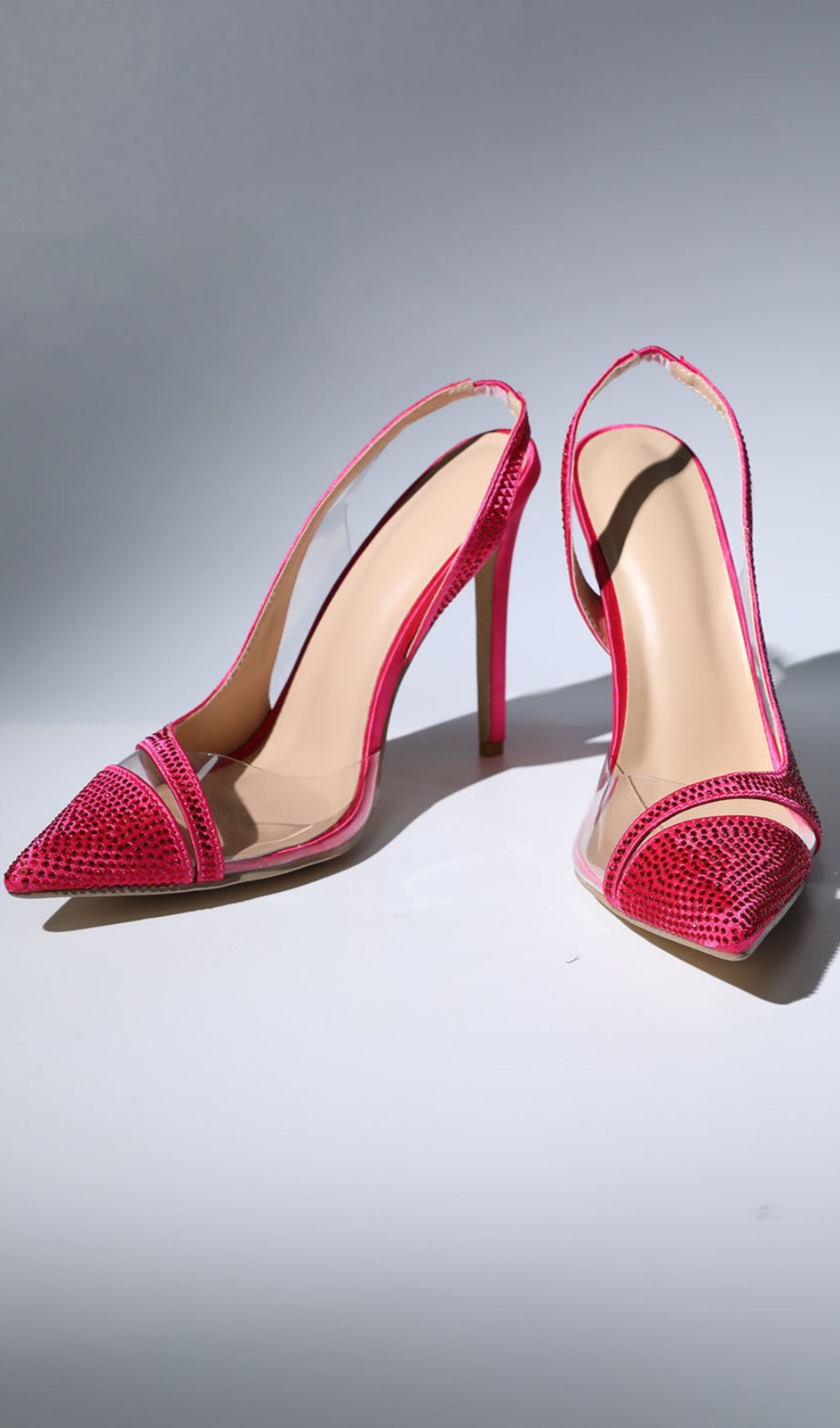 CRYSTAL HEELS IN HOT PINK-Shoes-Oh CICI SHOP