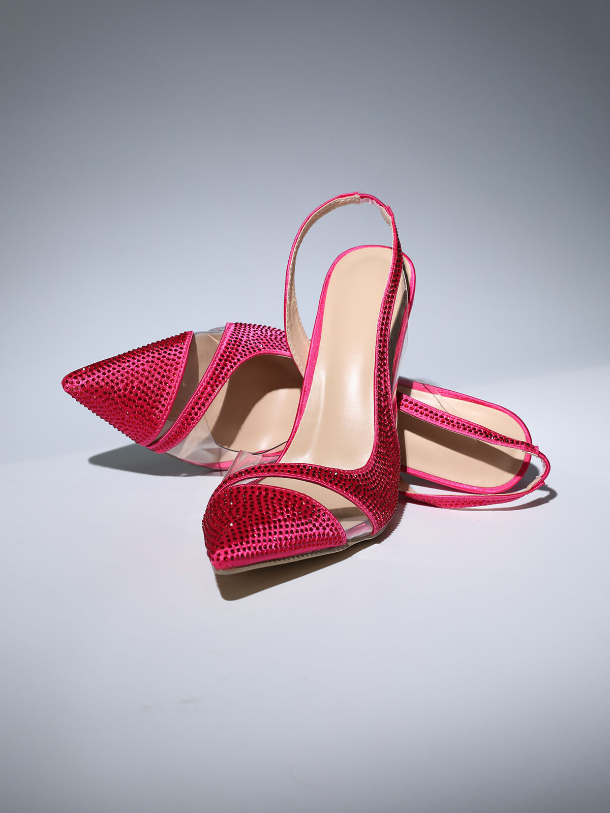 CRYSTAL HEELS IN HOT PINK-Shoes-Oh CICI SHOP