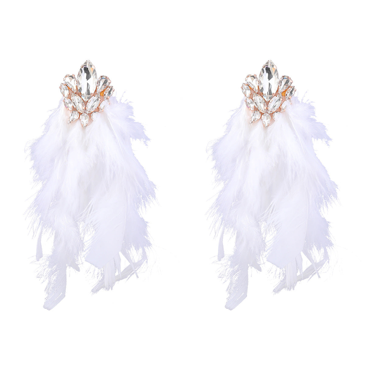 RHINESTONE FEATHER EARRINGS