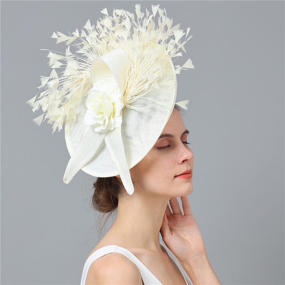 CREAM ELEGANT FEATHER FASCINATORS styleofcb