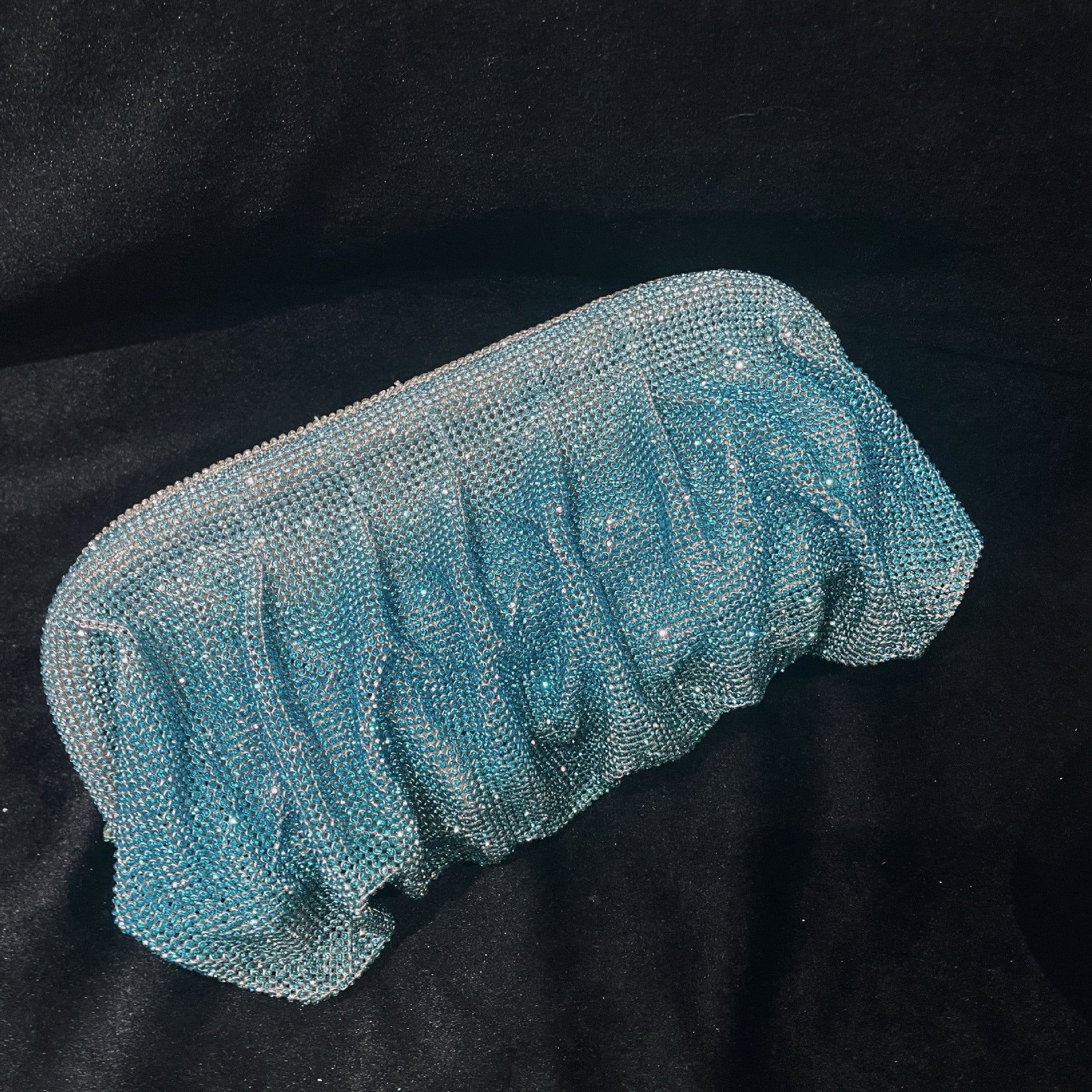 RUCHED CRYSTAL CLUTCH