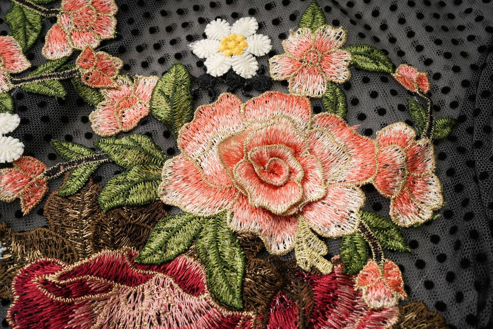 PATCHWORK FLORAL EMBROIDED DRESS
