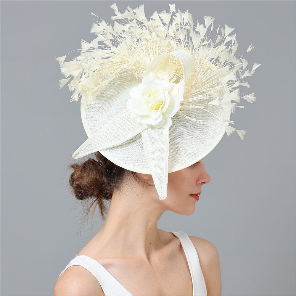 CREAM ELEGANT FEATHER FASCINATORS styleofcb