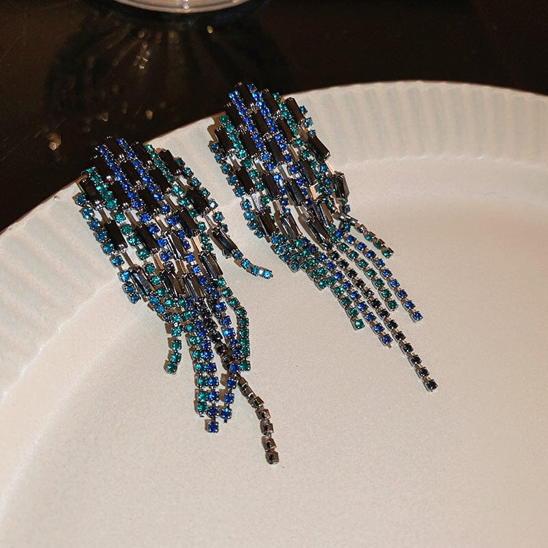 RHINESTONE FRINGE EARRINGS Earrings Oh CICI