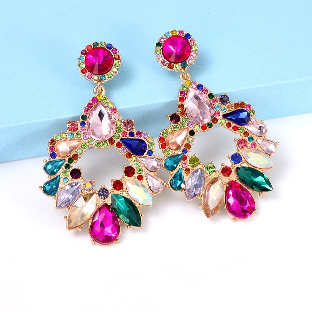 COLORFUL CRYSTAL CHANDELIER DROP EARRINGS JEWELLERY styleofcb
