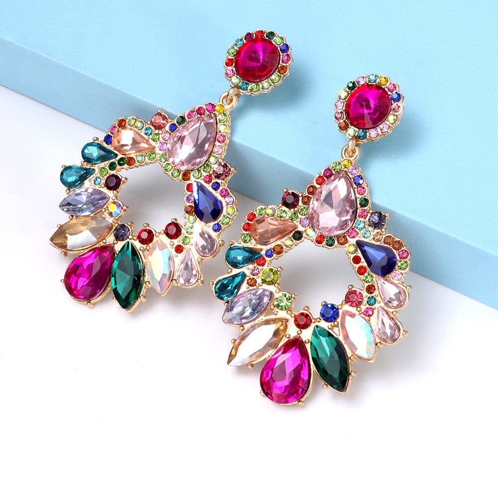 COLORFUL CRYSTAL CHANDELIER DROP EARRINGS JEWELLERY styleofcb