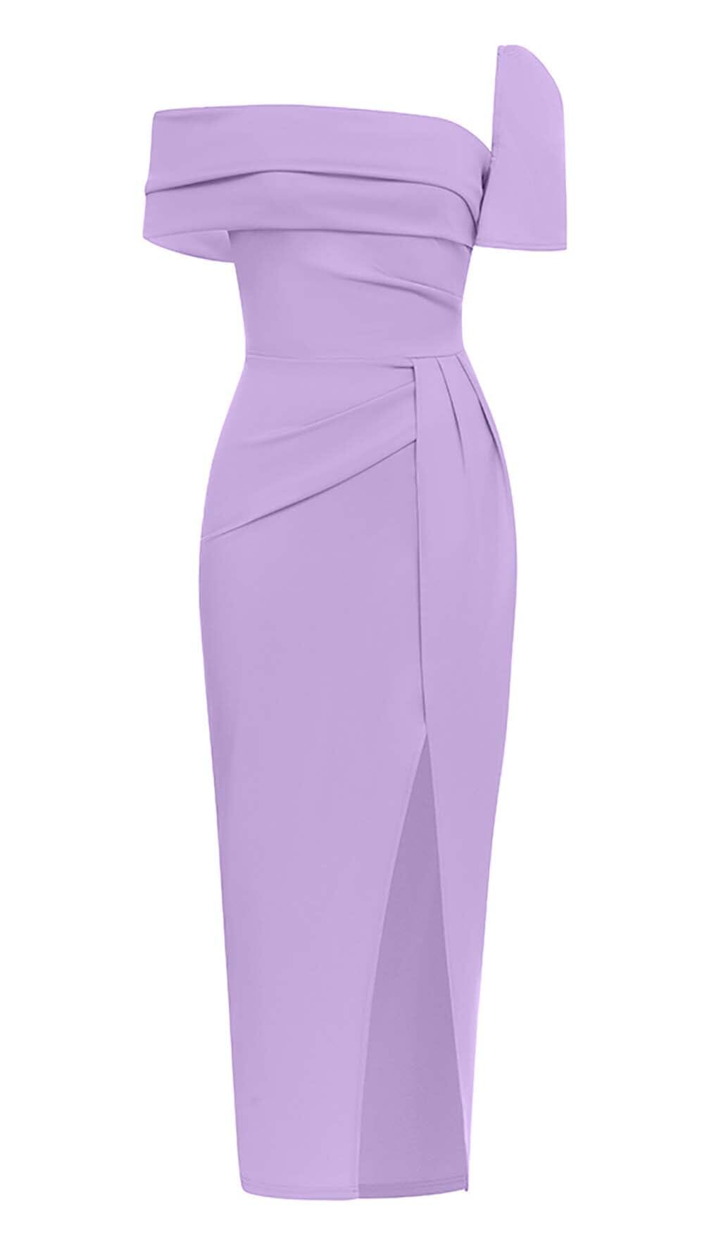 ONE SHOULDER BANDAGE MAXI DRESS IN PURPLE styleofcb