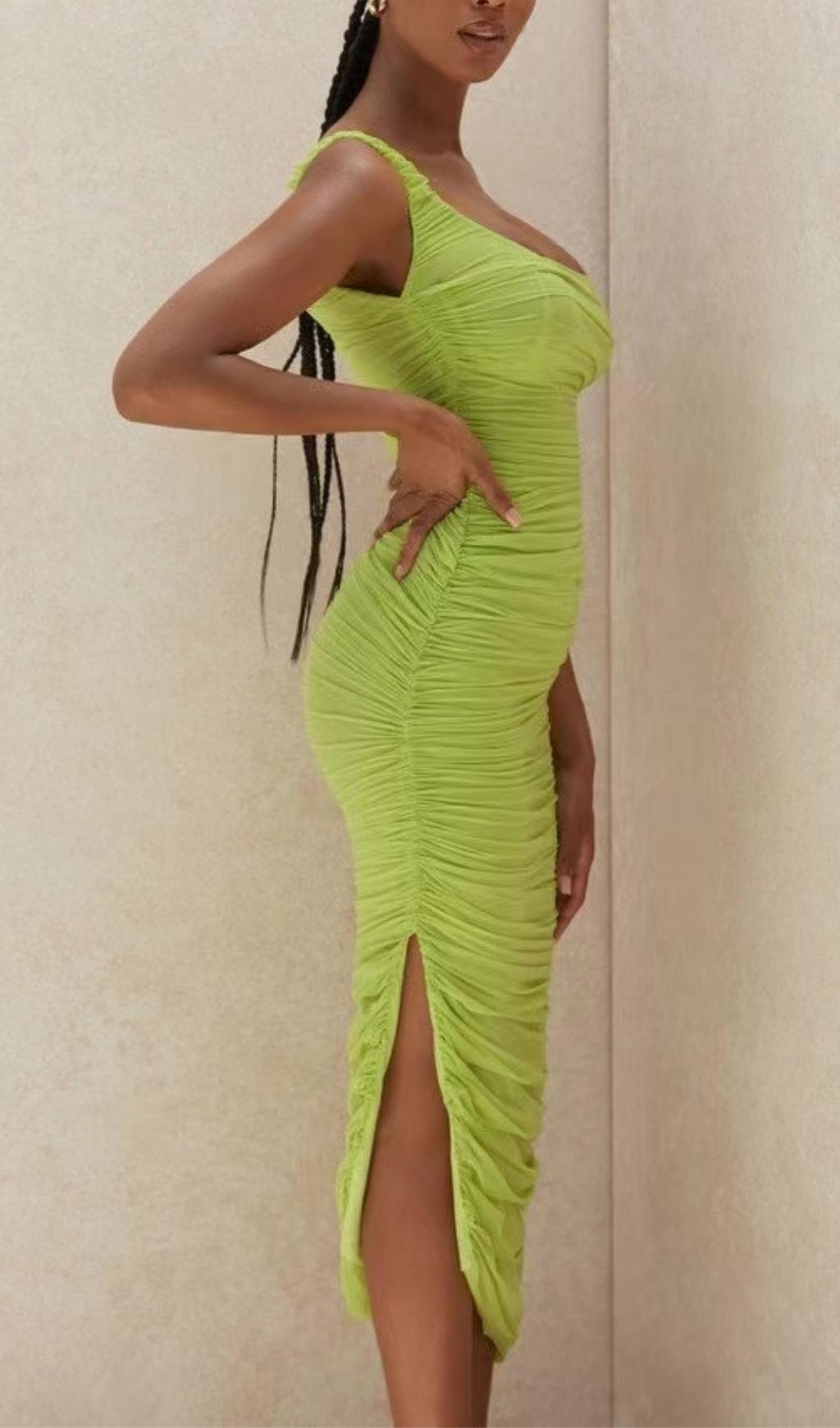 ONE SHOULDER MAXI DRESS IN GREEN Dresses styleofcb