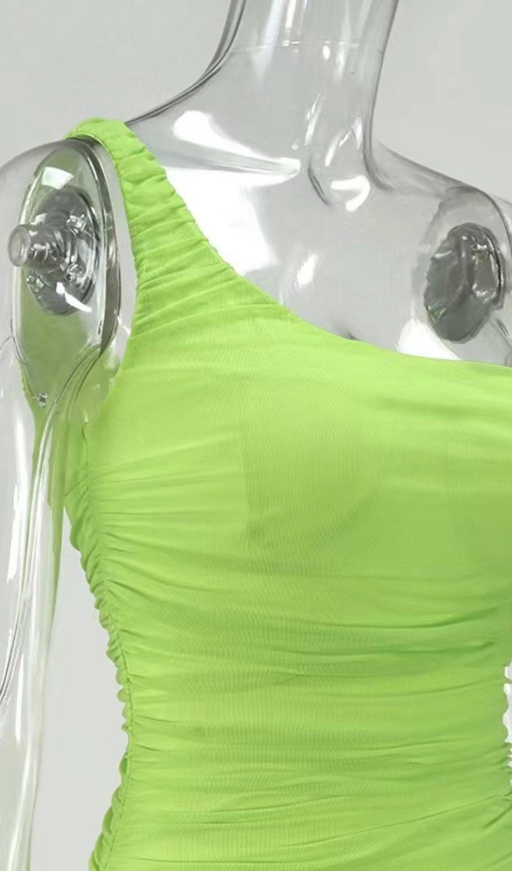 ONE SHOULDER MAXI DRESS IN GREEN Dresses styleofcb