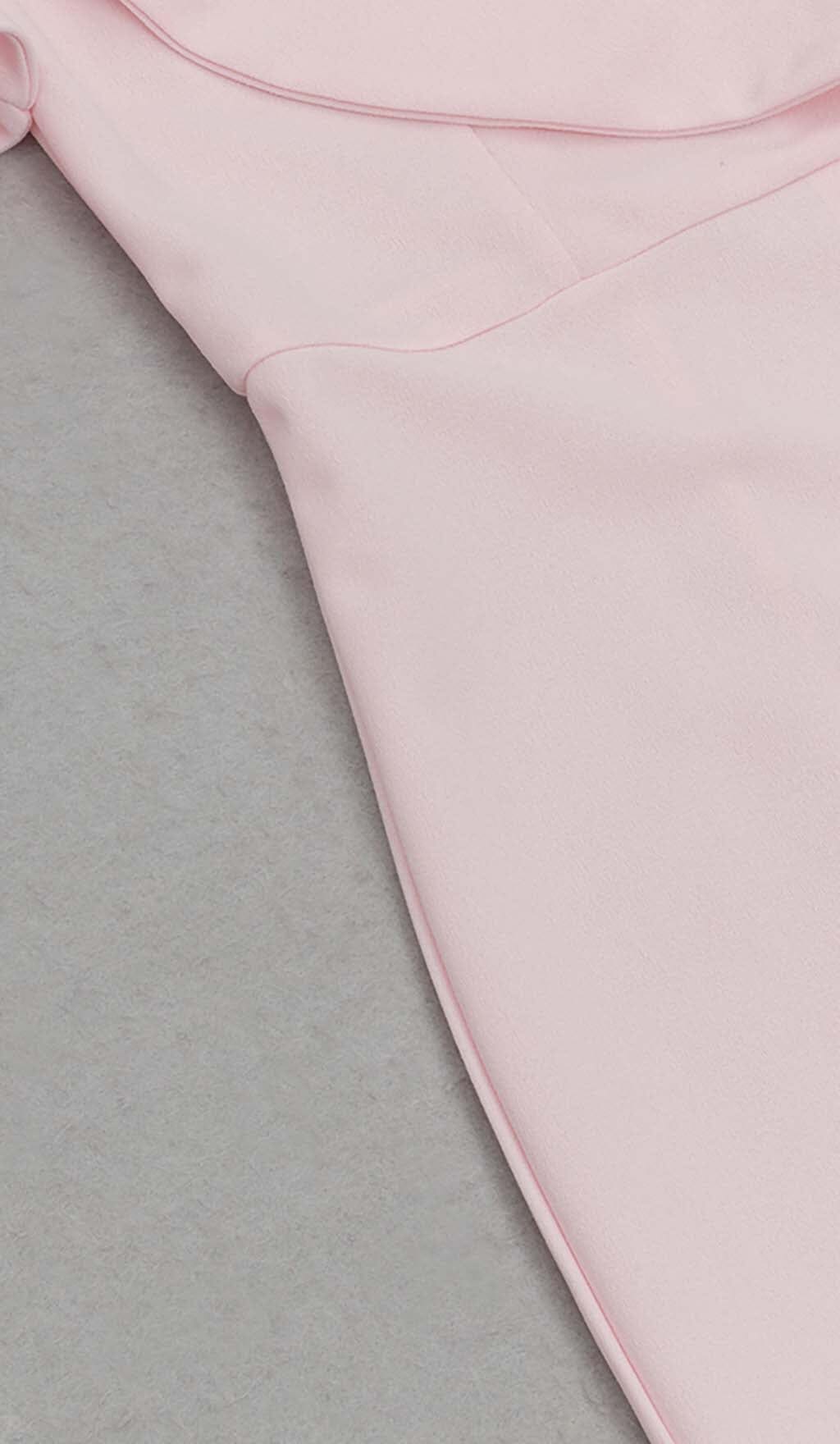 ONE SHOULDER RUFFLE TRIM MIDI DRESS IN PINK DRESS STYLE OF CB