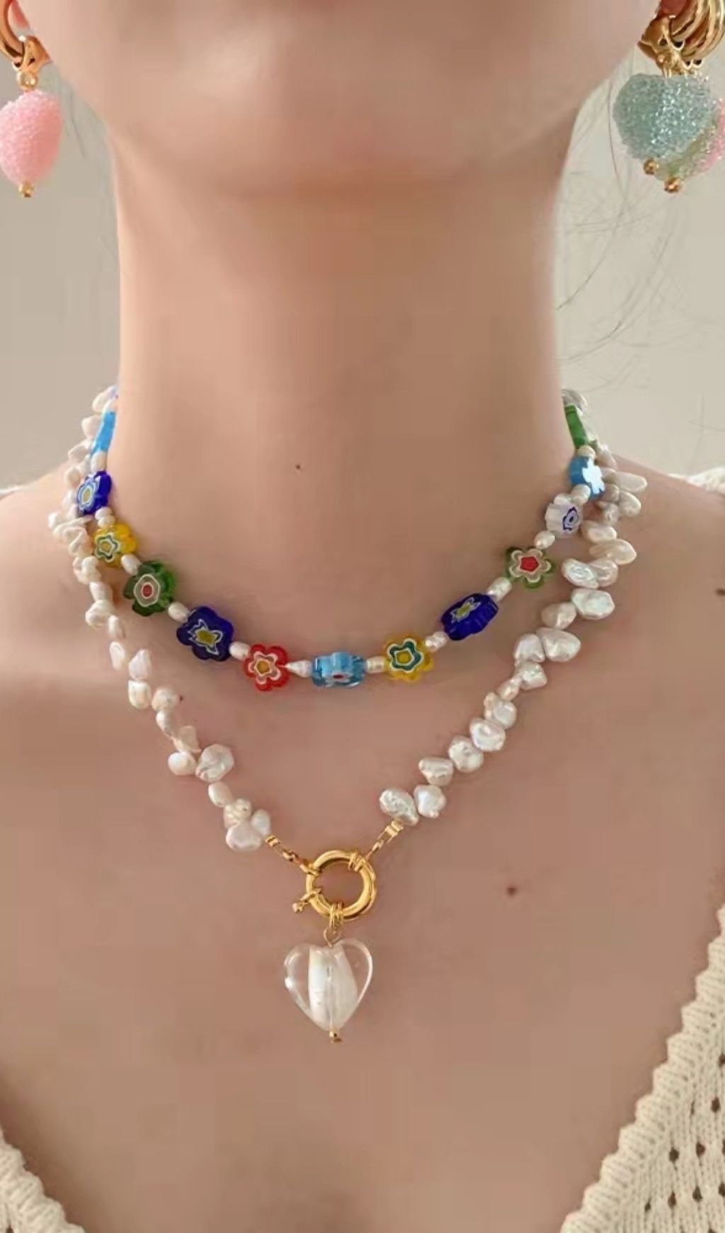 PEARL HEART SHAPED NECKLACE IN WHITE Jewelry styleofcb