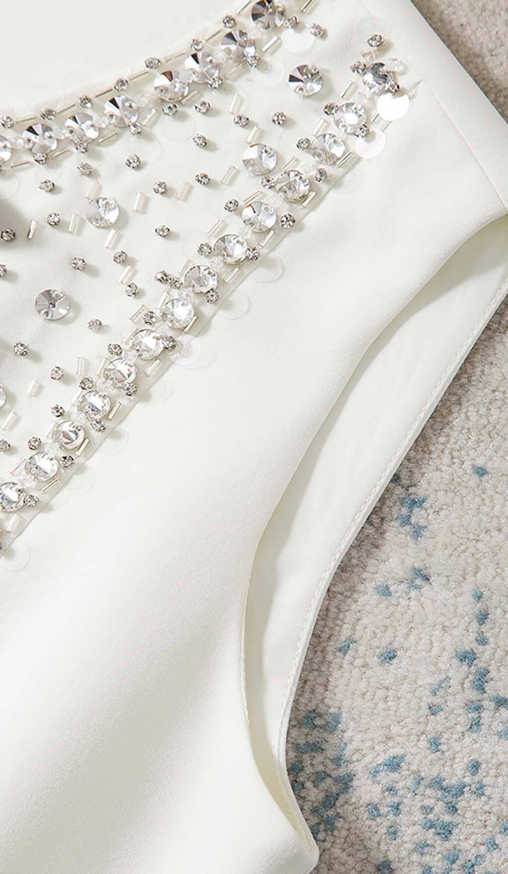 RHINESTONE BOW TIE MINI DRESS IN WHITE styleofcb