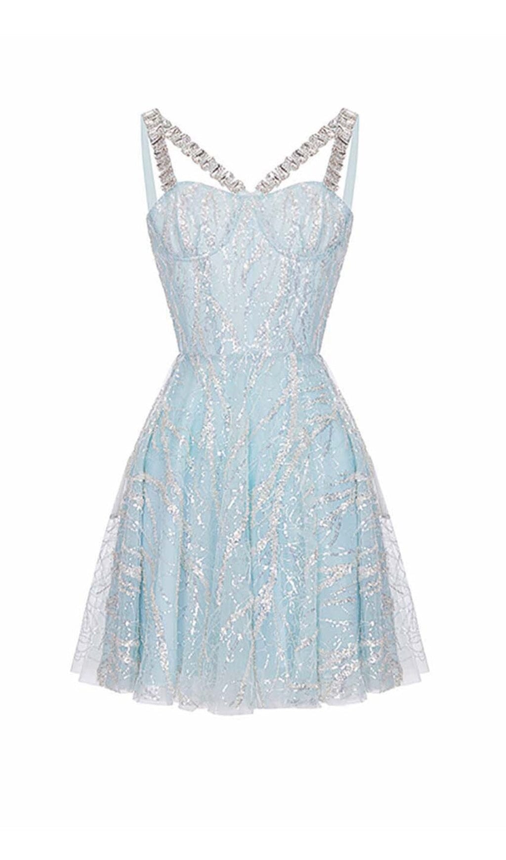 RHINESTONE STRAP HEM DRESS IN BLUE styleofcb