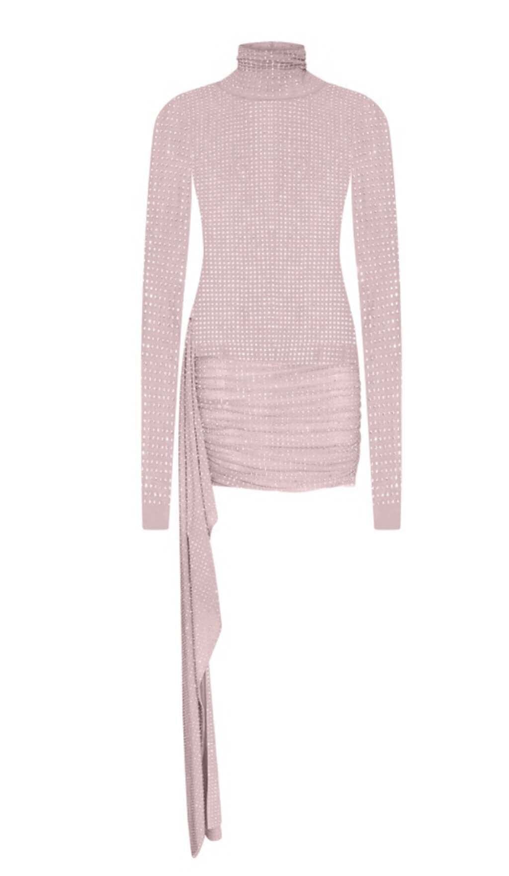 RHINESTONES MESH MINI DRESS IN NUDE DRESS sis label