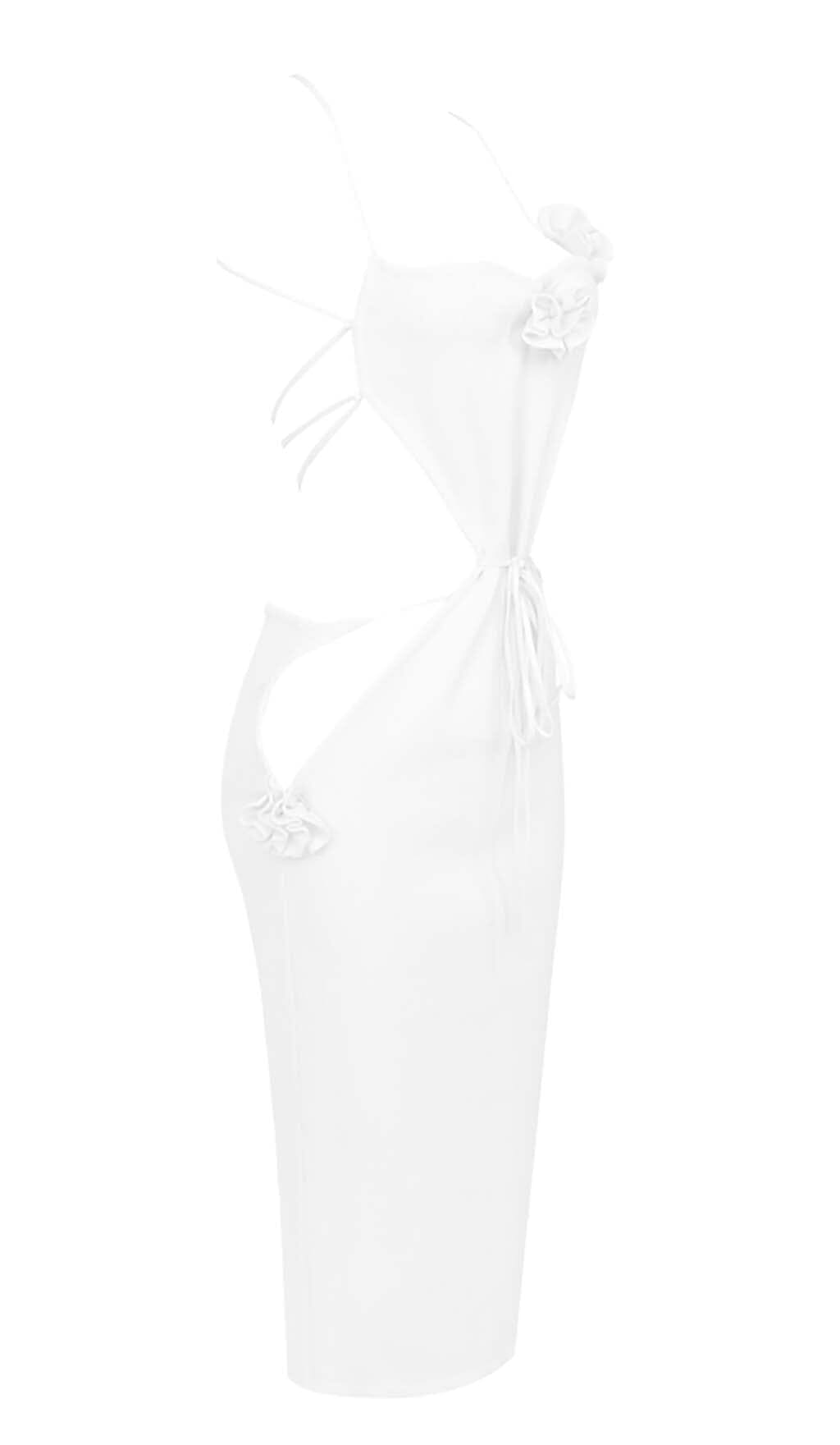 RIBBED CUT OUT MIDI DRESS IN WHITE DRESS styleofcb