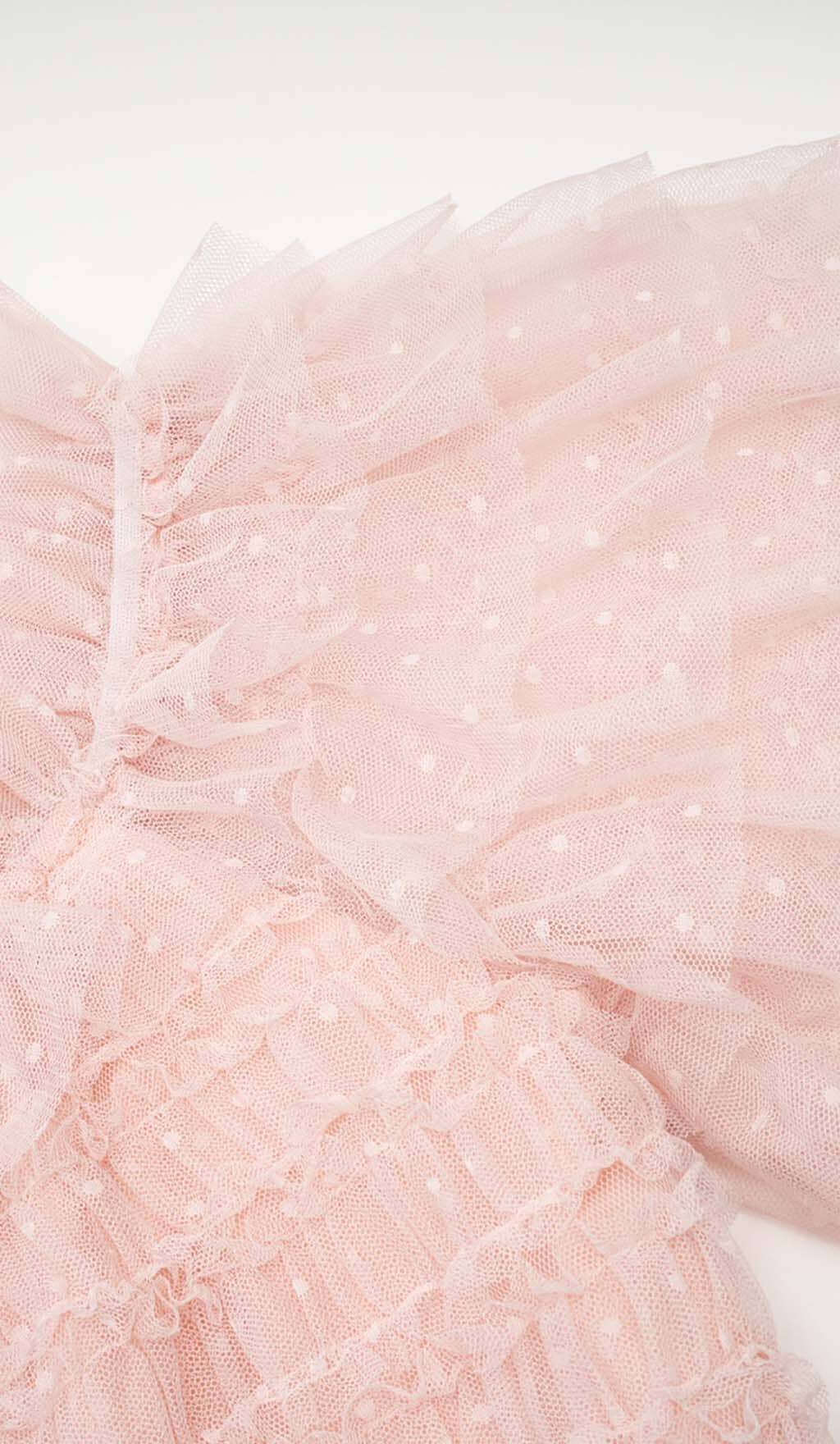 RUFFLE OFF SHOULDER TIERED MIDI DRESS IN PINK styleofcb