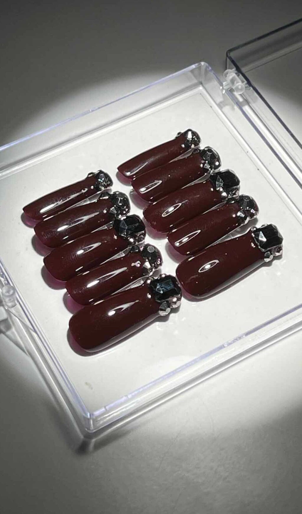 CRYSTAL WINE COFFIN HANDMADE PRESS ON NAILS Press On Nails Oh CICI