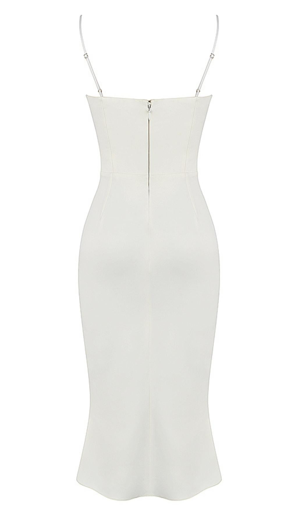 SATIN CUTOUT CORSET DRESS IN WHITE