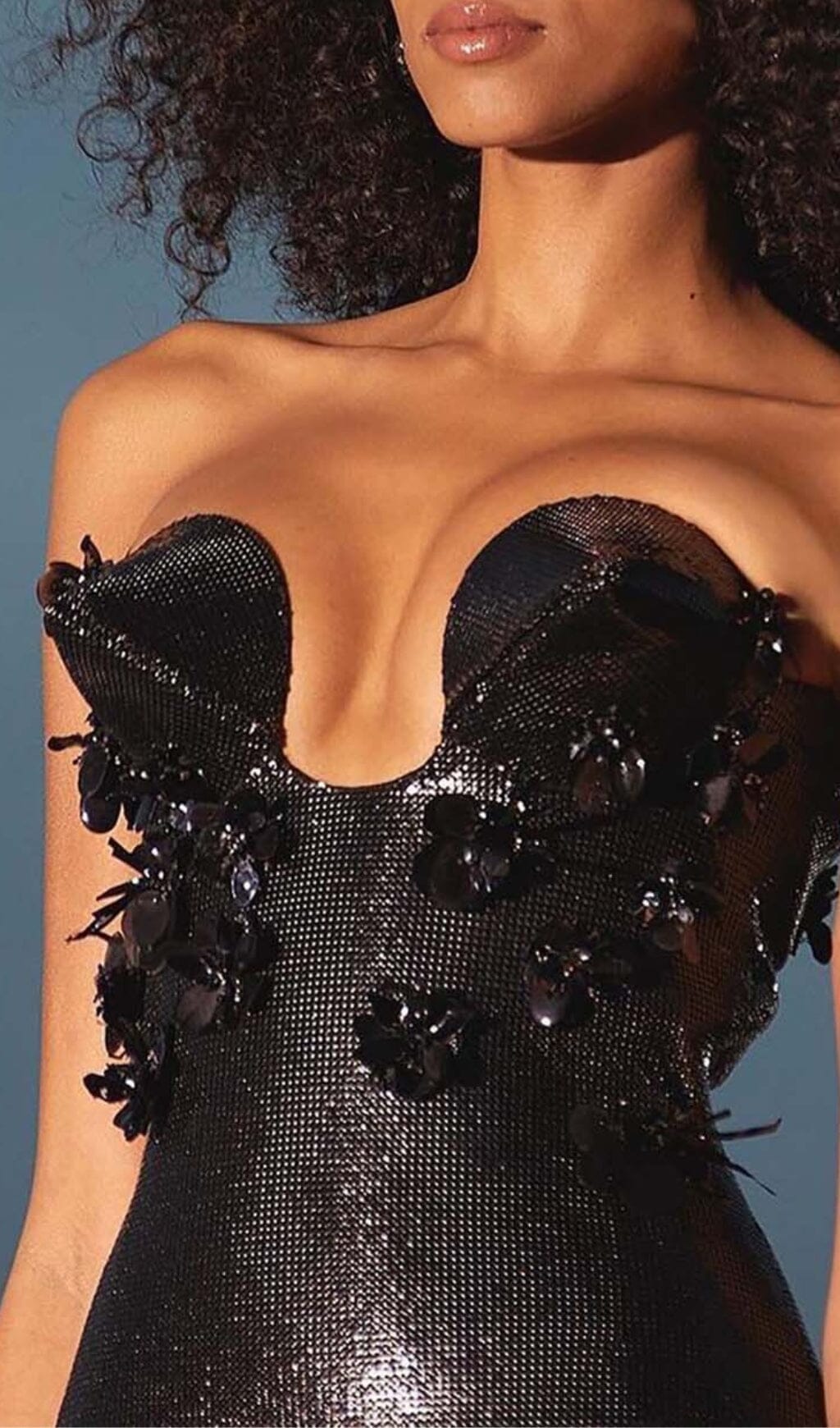 SEQUIN APPLIQUÉD MAXI DRESS IN BLACK DRESS STYLE OF CB