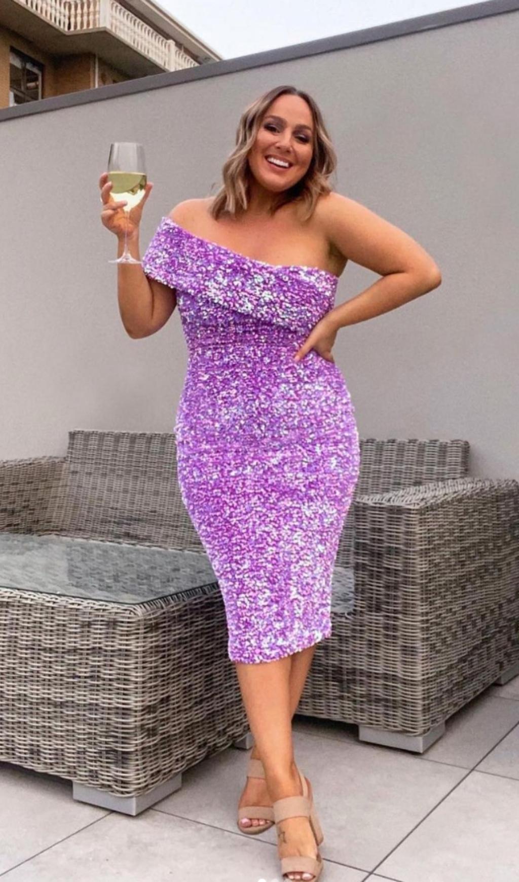 SEQUIN STRAPLESS MIDI DRESS IN PINK Dresses styleofcb