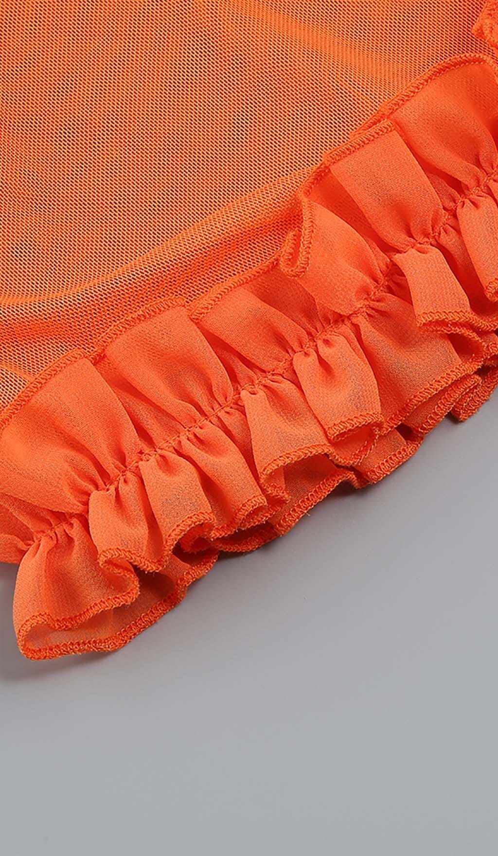 SHEER RUFFLED MAXI DRESS IN ORANGE DRESS styleofcb