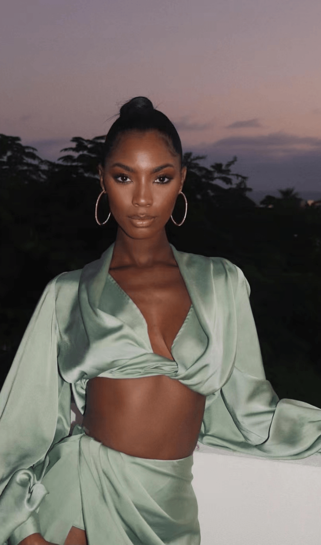 SILKY SATIN DRAPED TWO PIECE SET IN GREEN Dresses styleofcb