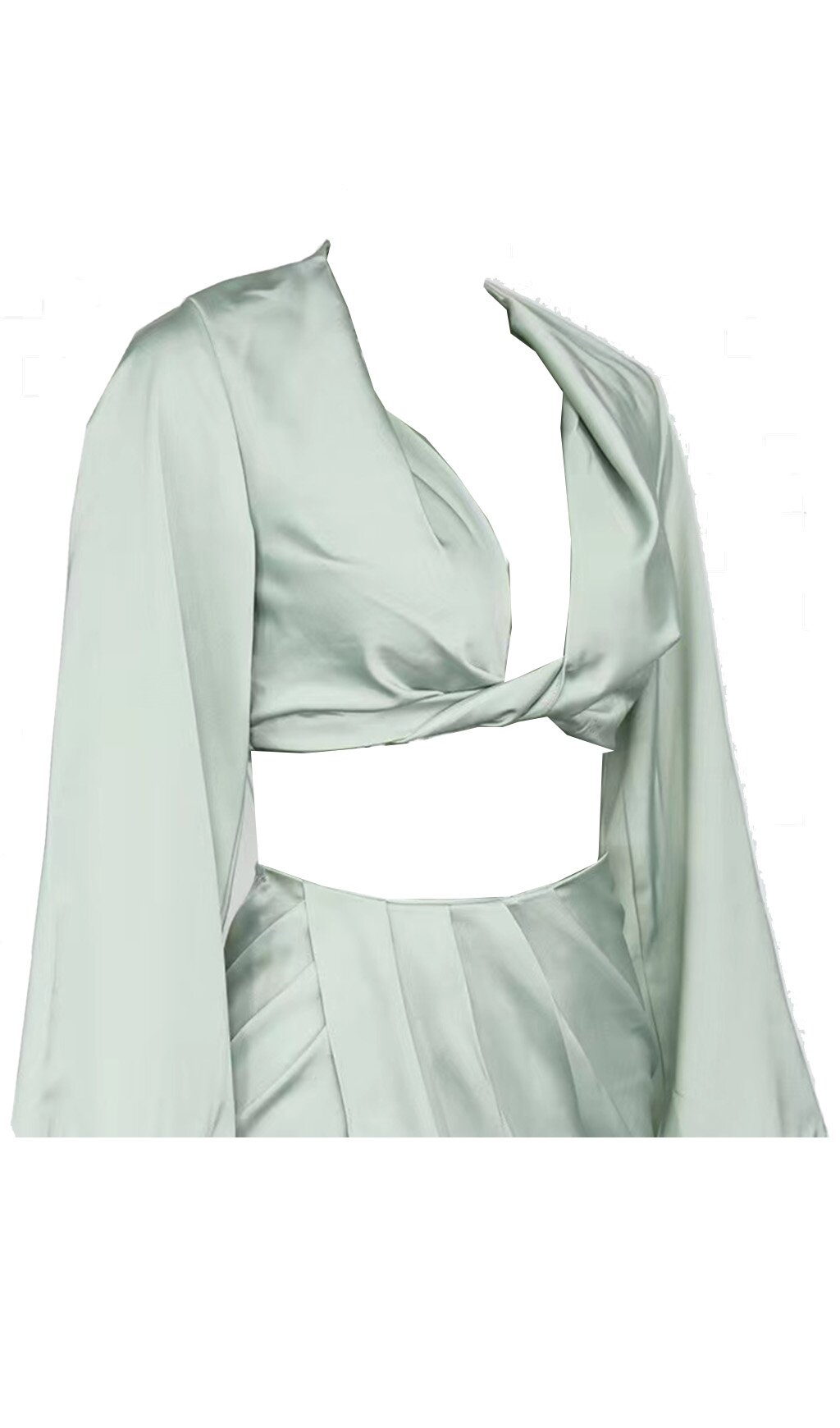 SILKY SATIN DRAPED TWO PIECE SET IN GREEN Dresses styleofcb
