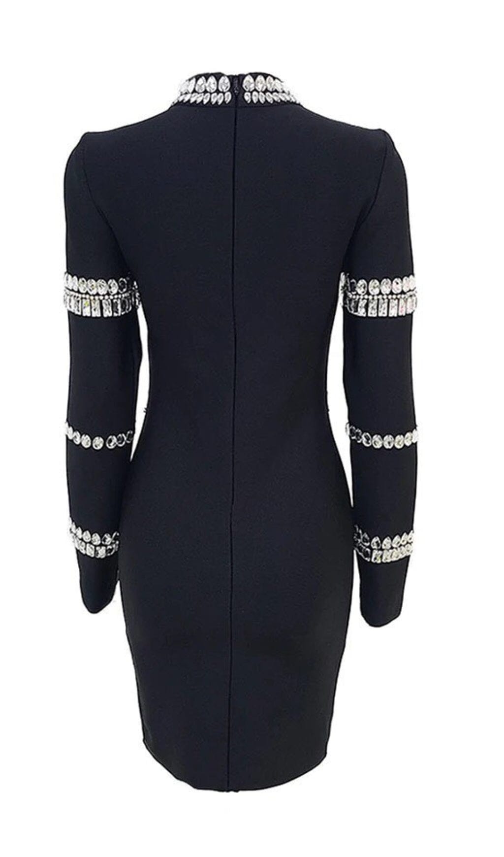 SILVER STONES LONG SLEEVE MINI DRESS IN BLACK styleofcb