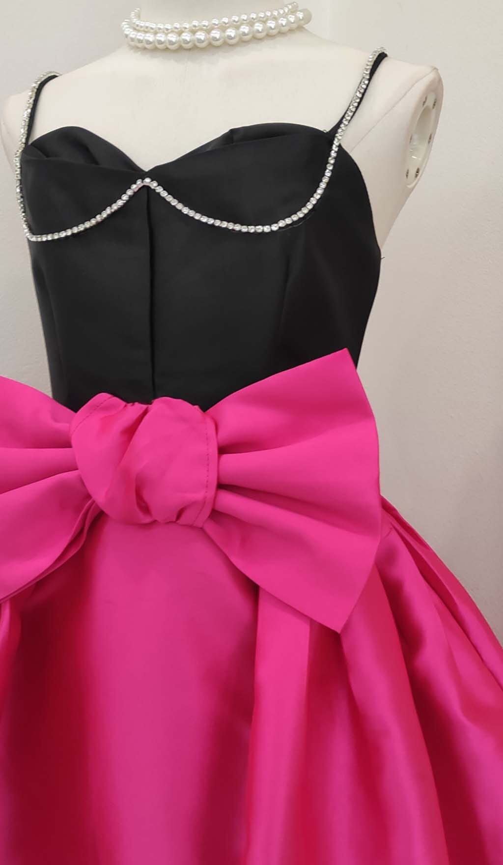 SPAGHETTI STRAP BOW RHINESTONE MIDI DRESS IN RED DRESS STYLE OF CB