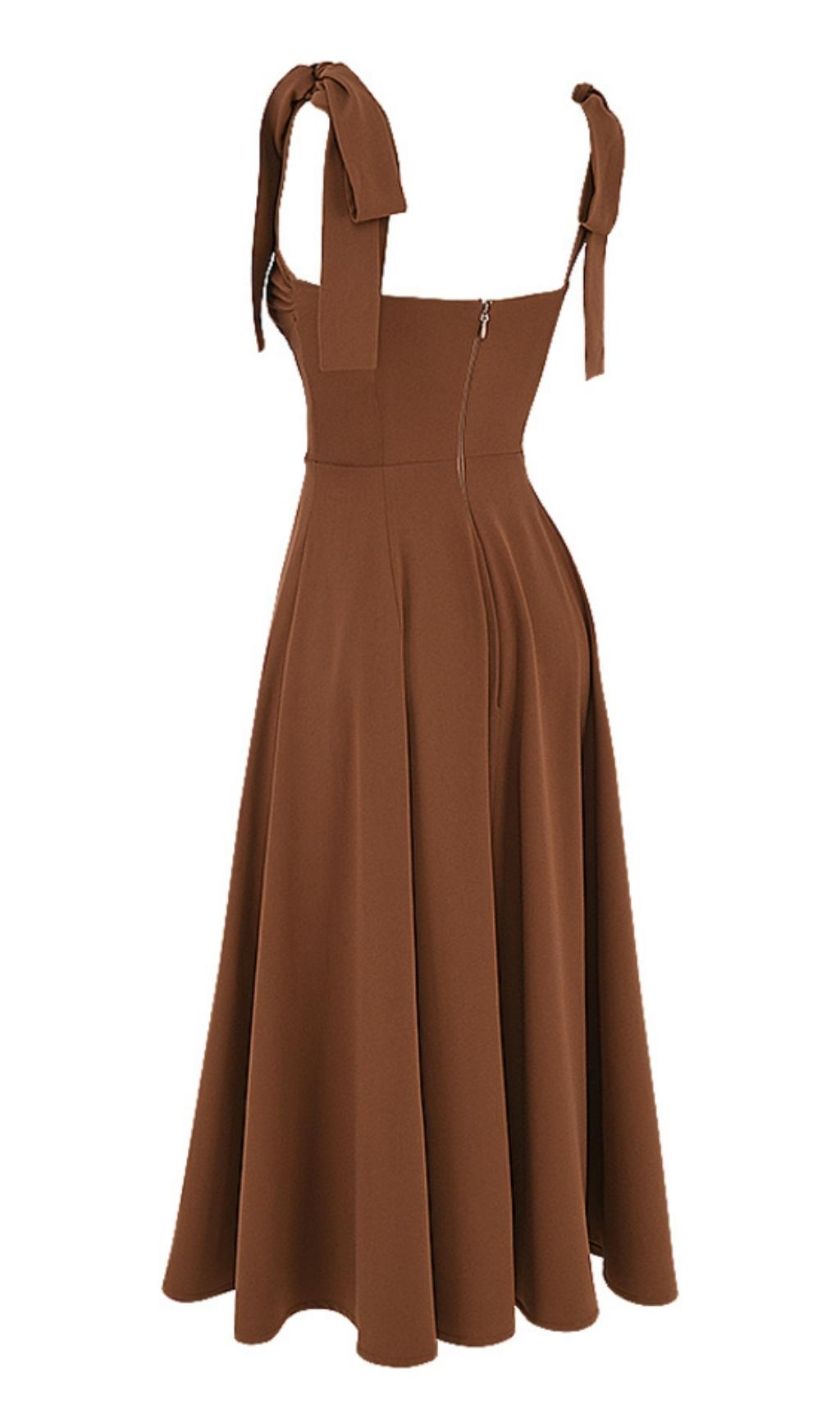SPLIT MAXI DRESS IN BROWN Dresses styleofcb