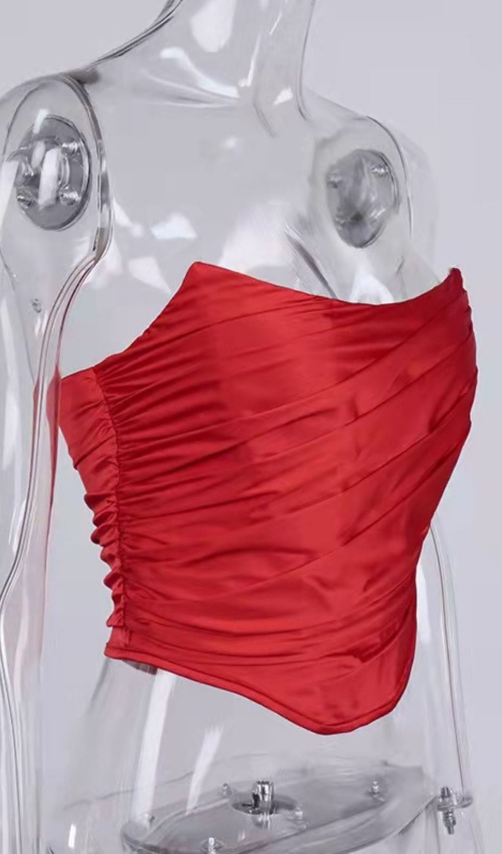 STAIN RUCHED CORSET TOP IN RED Shirts & Tops styleofcb