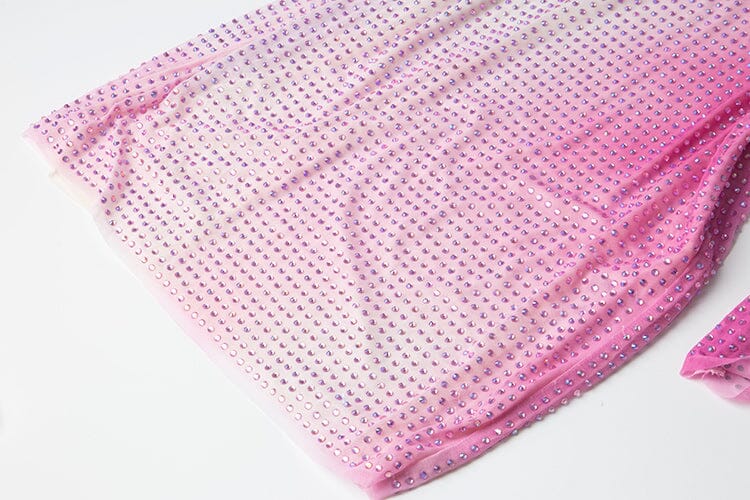 STRAPLESS CRYSTAL-EMBELLISHED MINI DRESS IN PINK DRESS styleofcb