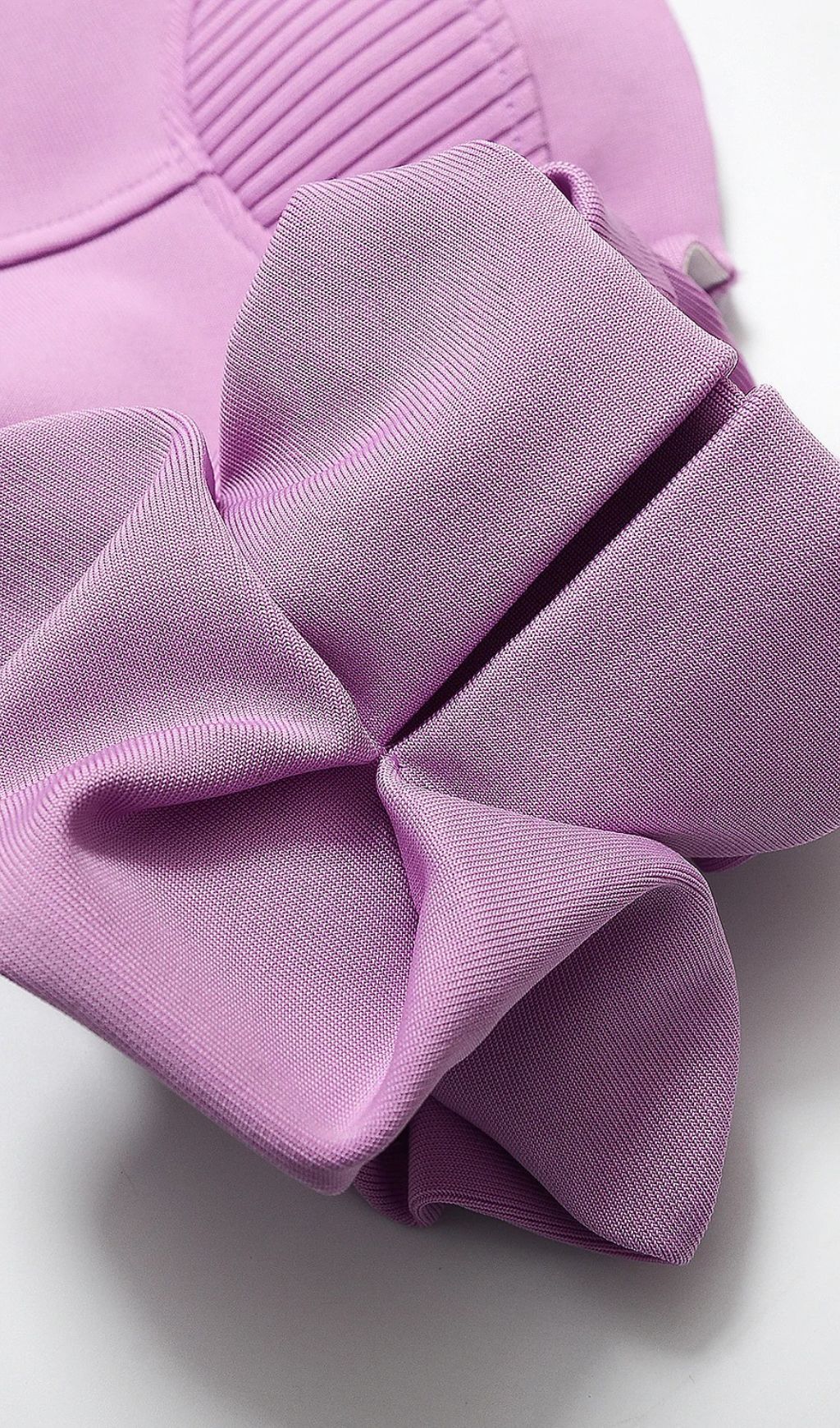 STRAPLESS DRAPED SLEEVE SLITS BANDAGE DRESS IN PURPLE