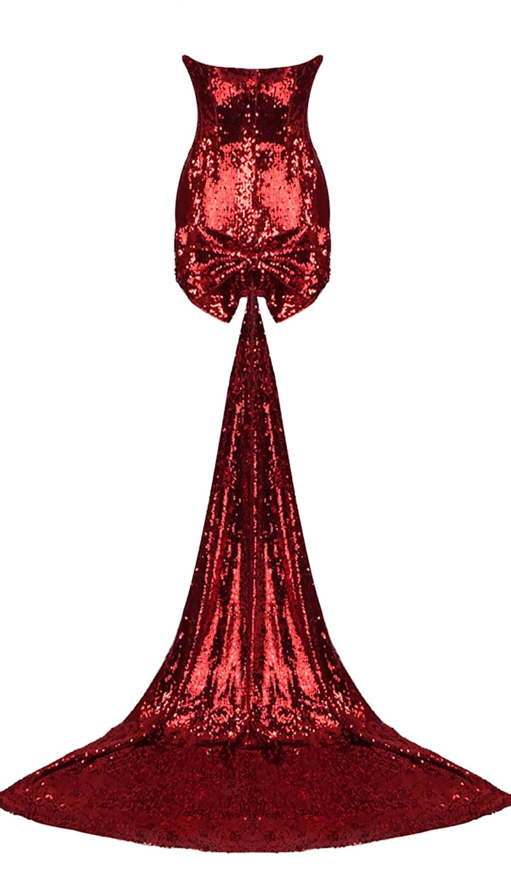 STRAPLESS SEQUIN MINI DRESS IN WINE RED sis label