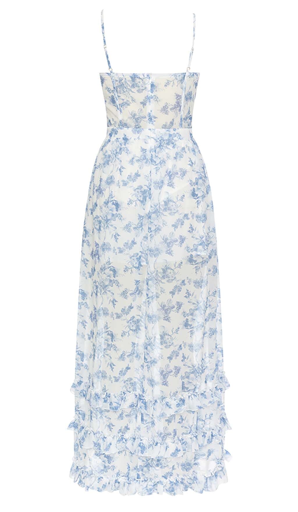 STRAPPY CORSET TIERED MAXI DRESS IN BLUE DRESS styleofcbdress