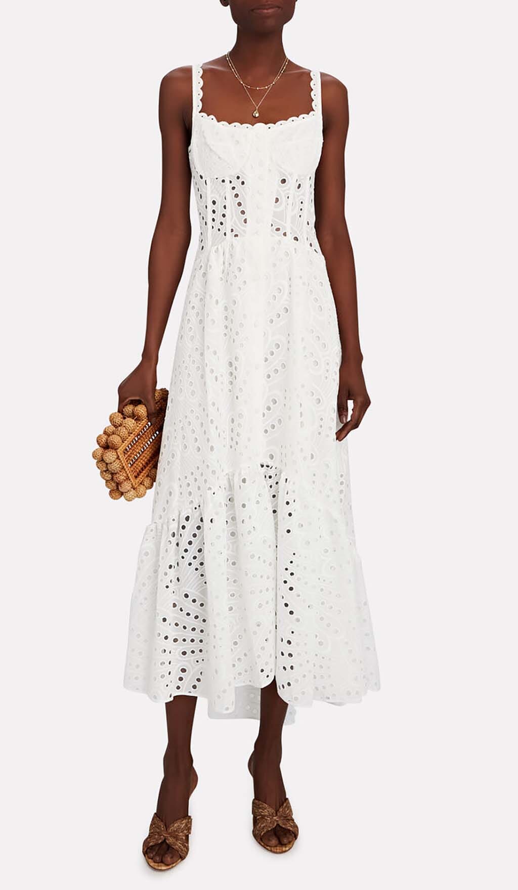 STRAPPY LACE MIDI DRESS IN WHITE DRESS styleofcb