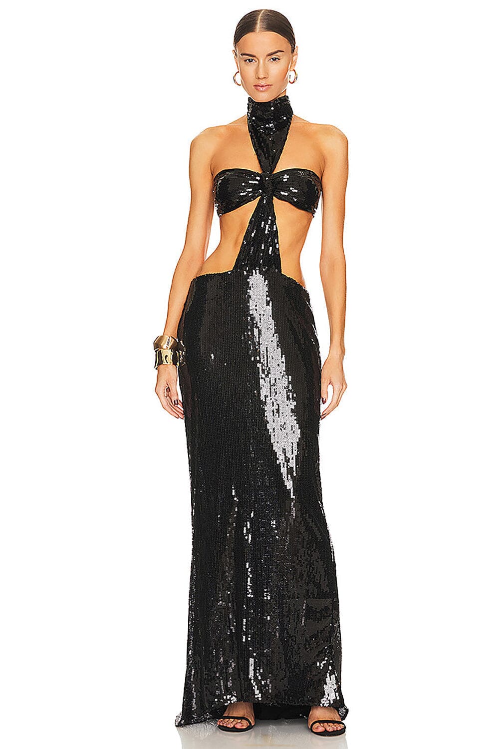 SHINY SEQUINS HALTER MAXI DRESS Sequins Dress Oh CICI
